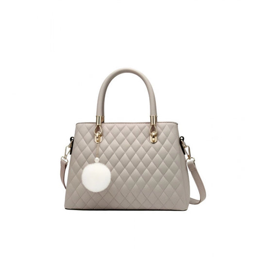 Generic Women's PU Leather Solid Shoulder Zipper Handbag (Grey)
