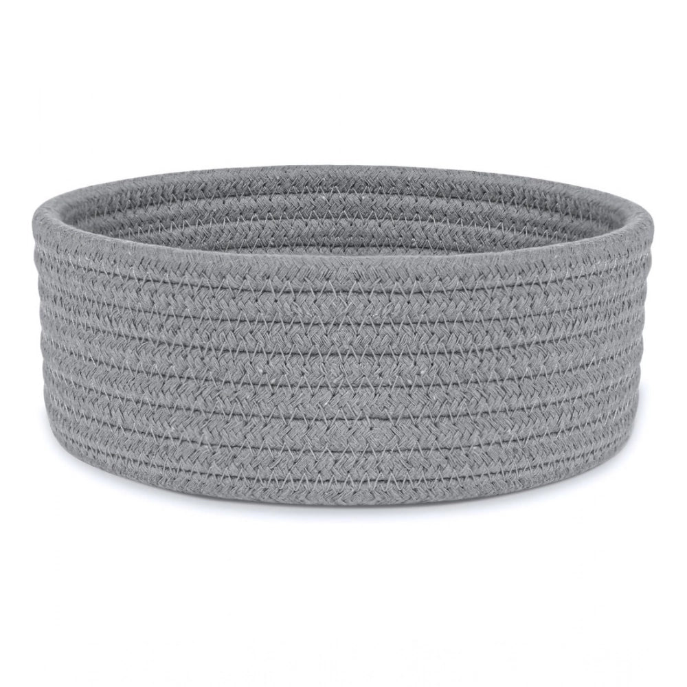 Generic Cotton 8x3 Inch Round 1 Pcs Bedside Organizer With Out Lid (Gray)