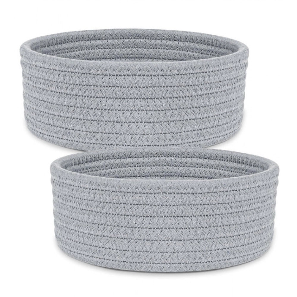 Generic Cotton 8x3 Inch Round 2 Set Bedside Organizer With Out Lid (Gray)