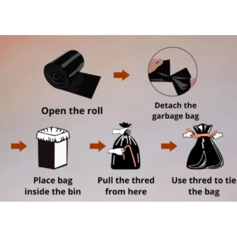 Pack of 4 Plastic 19 x 21 Inches Garbage Bag (Black)