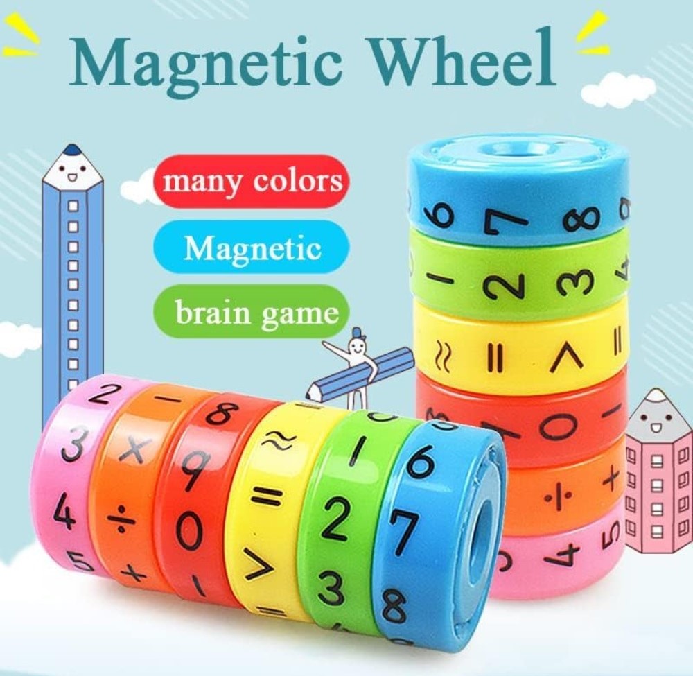 Plastic & Magnet Magnetic Math Block Learning Toy (Multicolor)