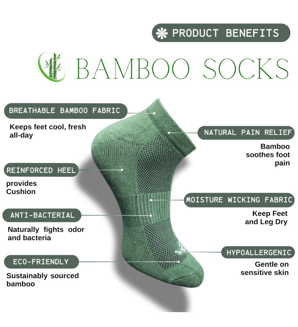 Pack of 3 Unisex Bamboo Blend Solid Low Cut Socks (Olive, Light Grey)