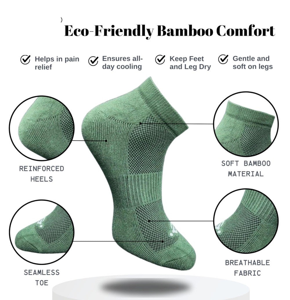 Pack of 3 Unisex Bamboo Blend Solid Low Cut Socks (Off White, Olive)