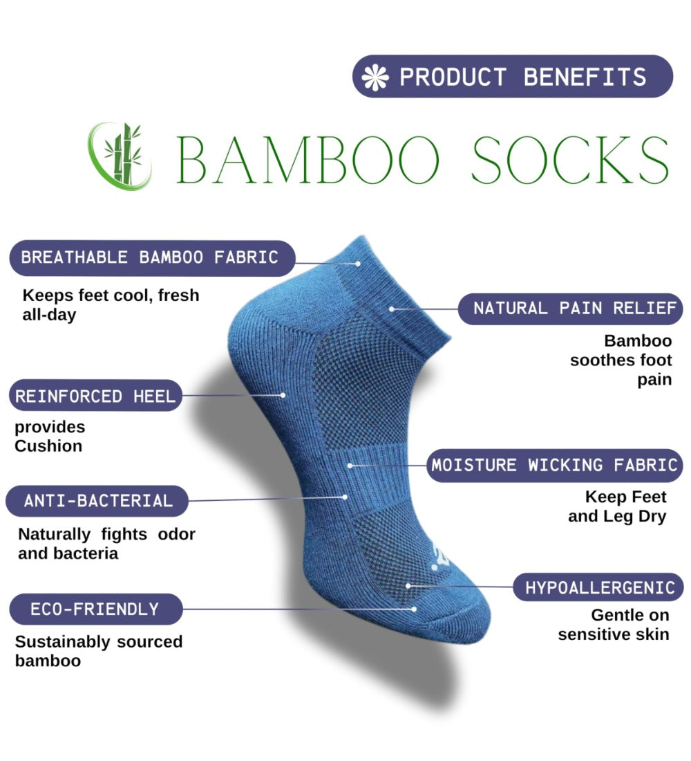 Pack of 3 Unisex Bamboo Blend Solid Low Cut Socks (Navy Blue, Sky Blue)