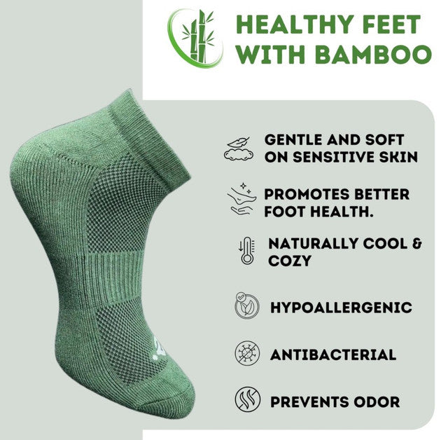 Pack of 3 Unisex Bamboo Blend Solid Low Cut Socks ( Olive)