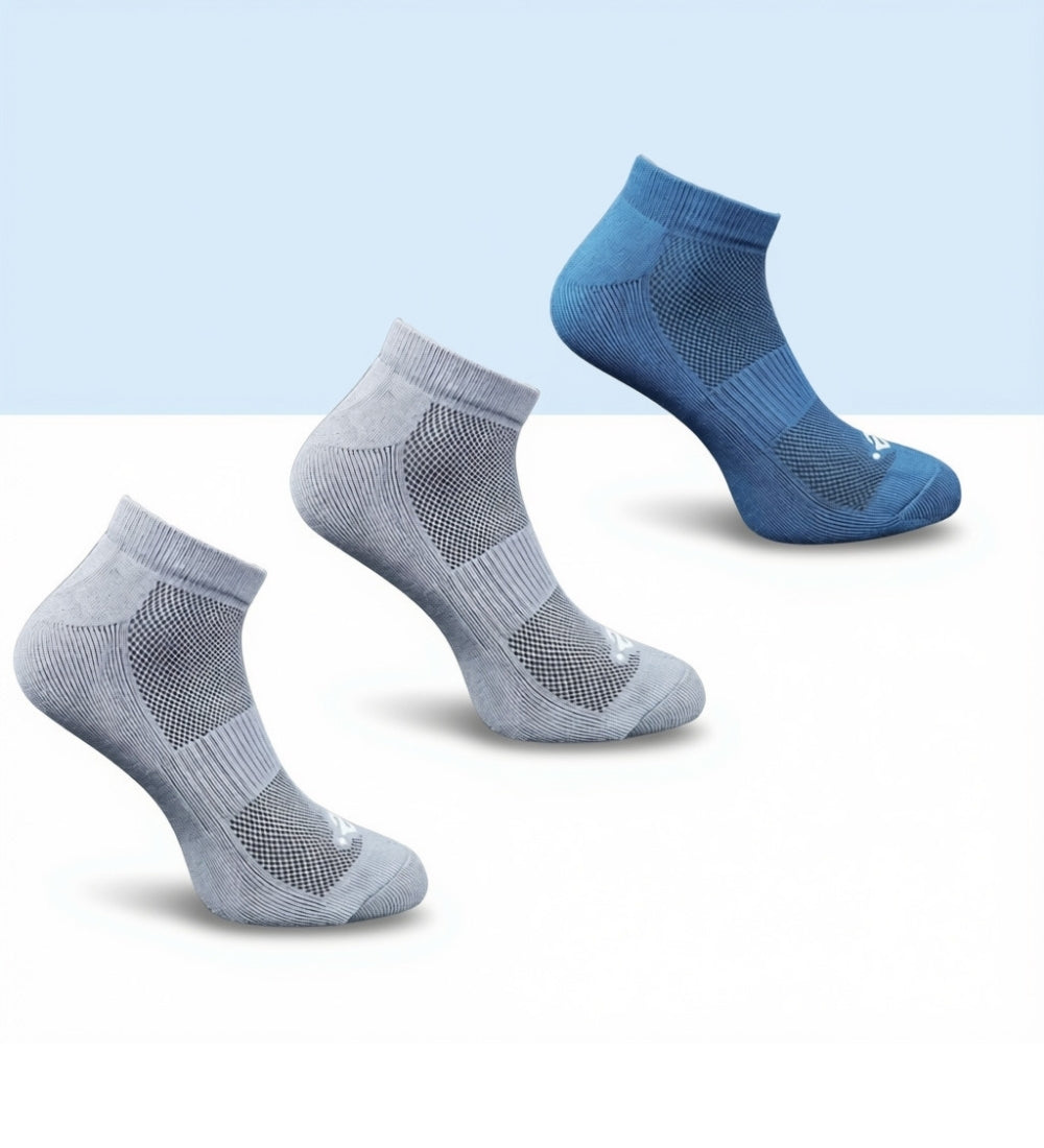 Pack of 3 Unisex Bamboo Blend Solid Low Cut Socks ( Dark Grey, Navy Blue)