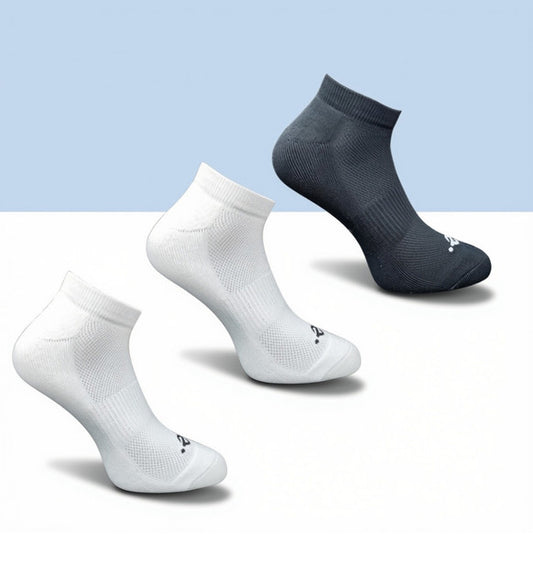 Pack of 3 Unisex Bamboo Blend Solid Low Cut Socks (Off White, Black)