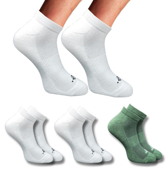 Pack of 3 Unisex Bamboo Blend Solid Low Cut Socks (Off White, Olive)
