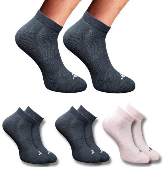 Pack of 3 Unisex Bamboo Blend Solid Low Cut Socks (Black, Light Peach)