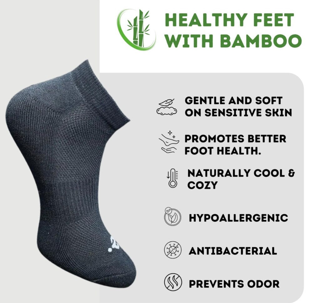 Pack of 3 Unisex Bamboo Blend Solid Low Cut Socks (Black, Light Peach)