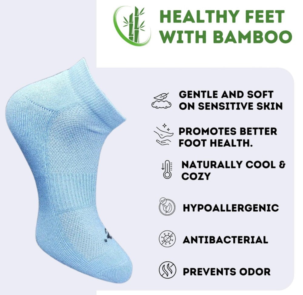 Pack of 3 Unisex Bamboo Blend Solid Low Cut Socks (Sky Blue, Light Peach)