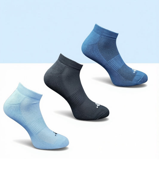 Pack of 3 Unisex Bamboo Blend Solid Low Cut Socks (Multicolor)