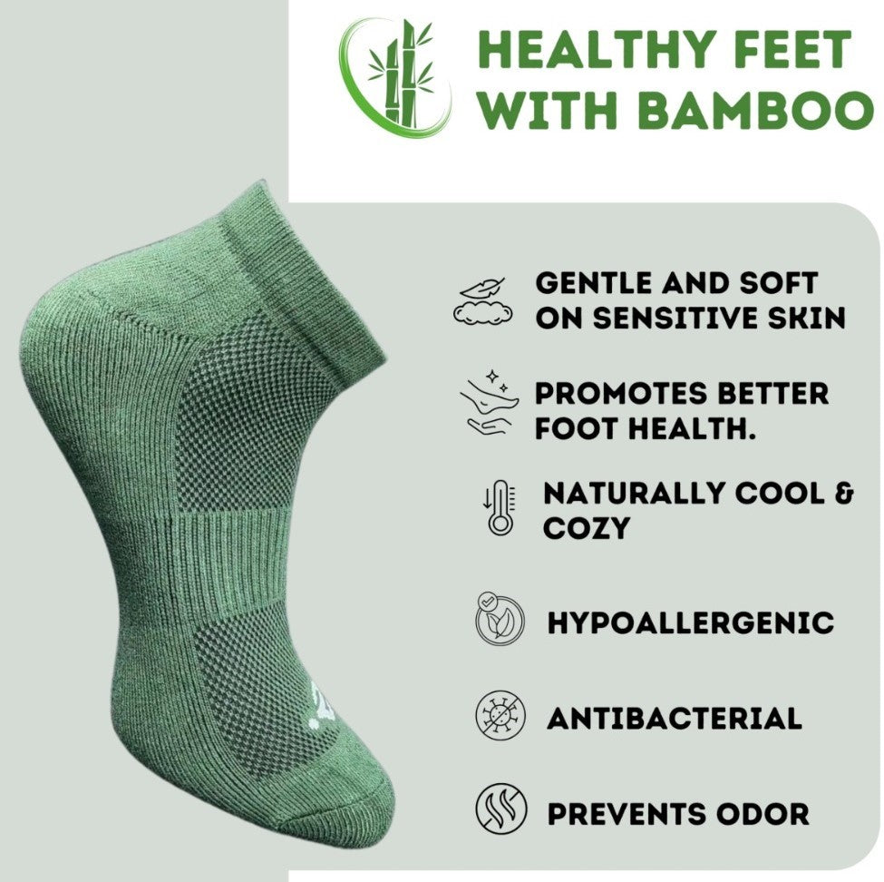 Pack of 3 Unisex Bamboo Blend Solid Low Cut Socks (Olive, Sky Blue)