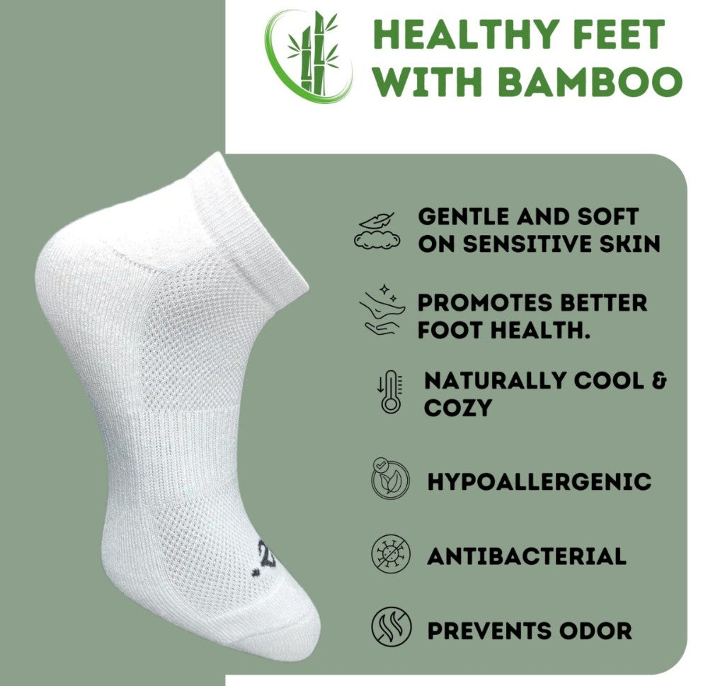 Pack of 3 Unisex Bamboo Blend Solid Low Cut Socks (Off White, Dark Grey)