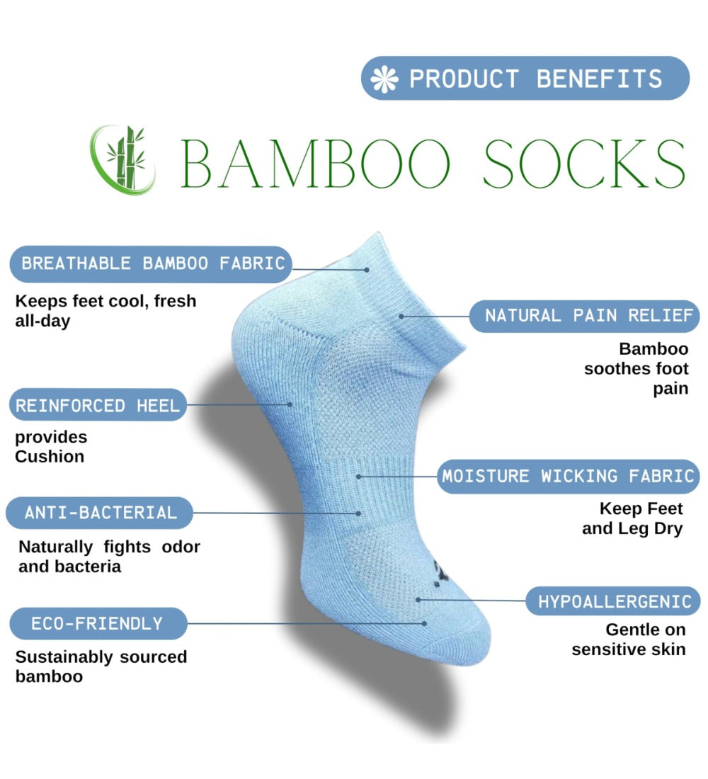 Pack of 3 Unisex Bamboo Blend Solid Low Cut Socks (Sky Blue, Light Peach)